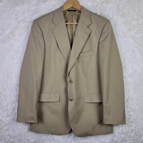 41R Brooks Brothers Men's Tan Cotton Blend Blazer Classic Business